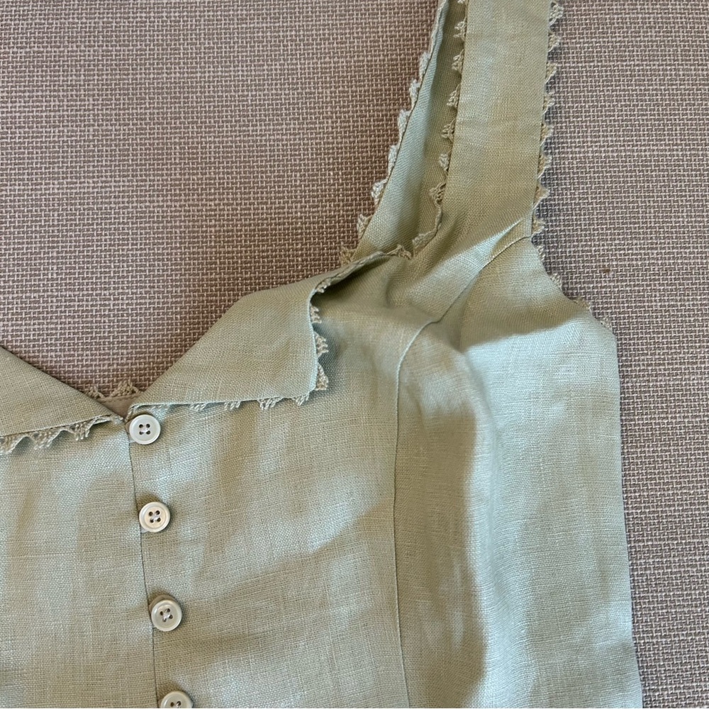 Reformation Olive Green Button-Front Ribbed Tank - Picture 3 of 7
